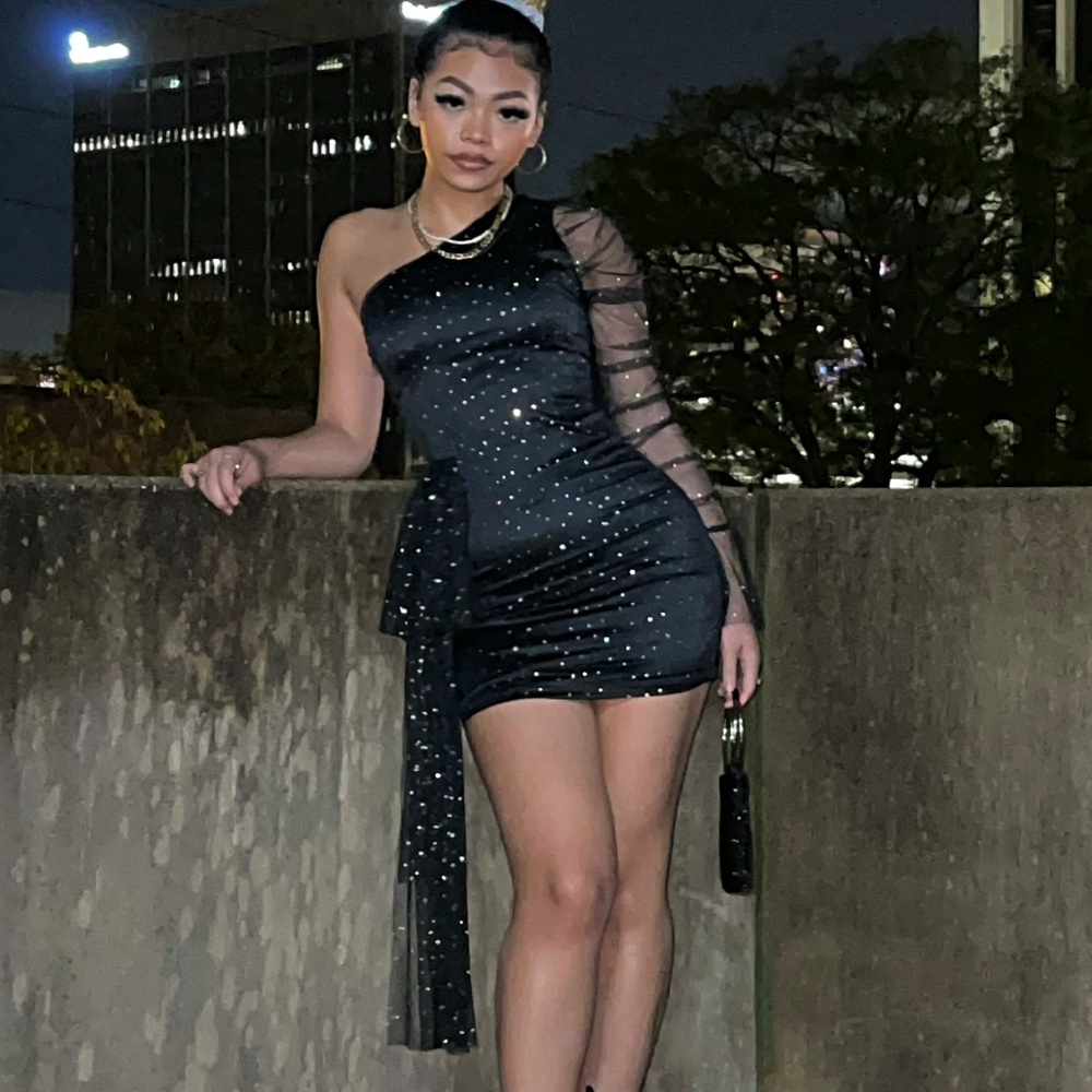Long Sleeve One Shoulder Dress